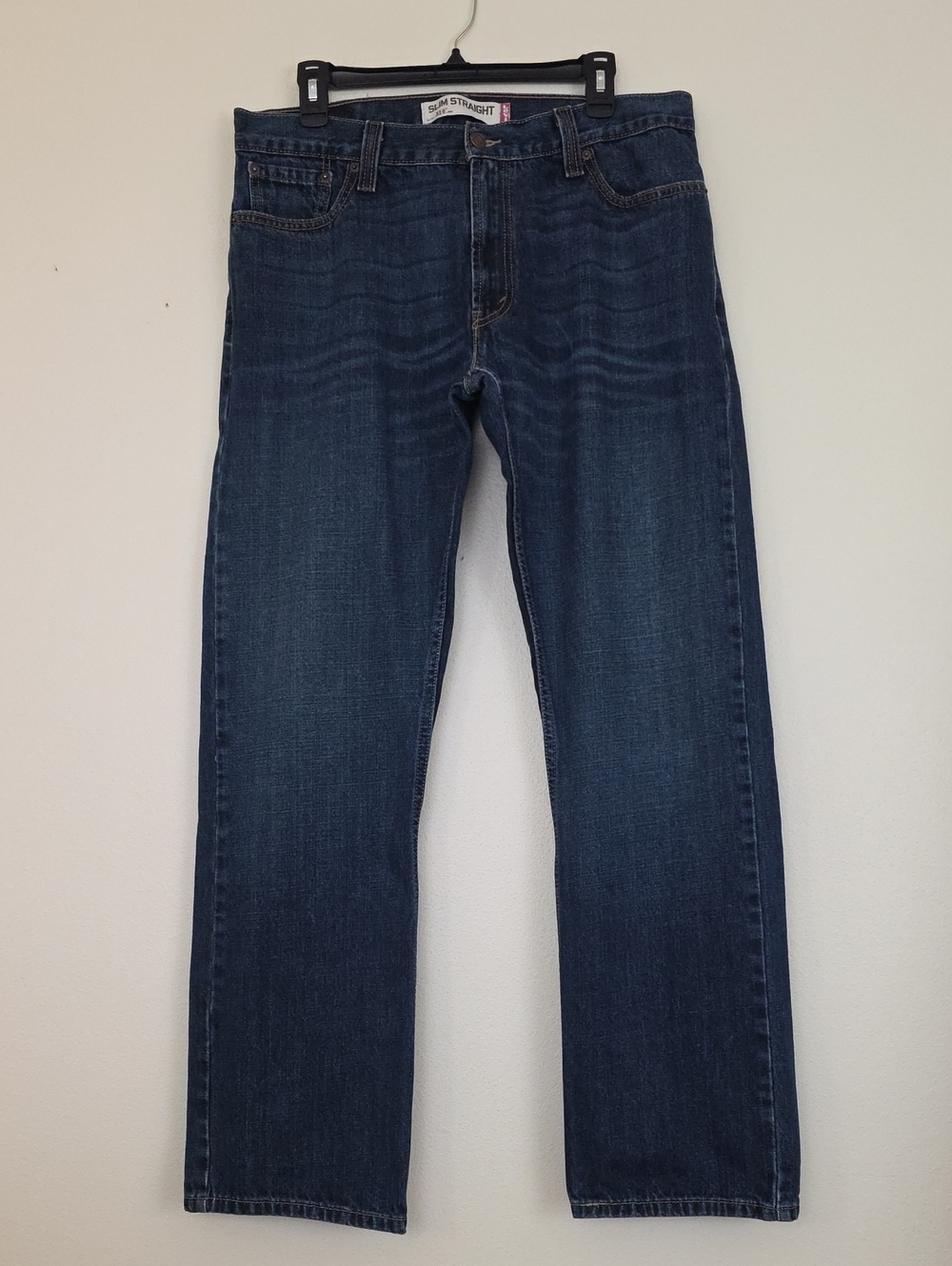 Levi's Blue Slim Straight 514 Faded Cotton Jeans (Read Inseam Change) 36" X 31"